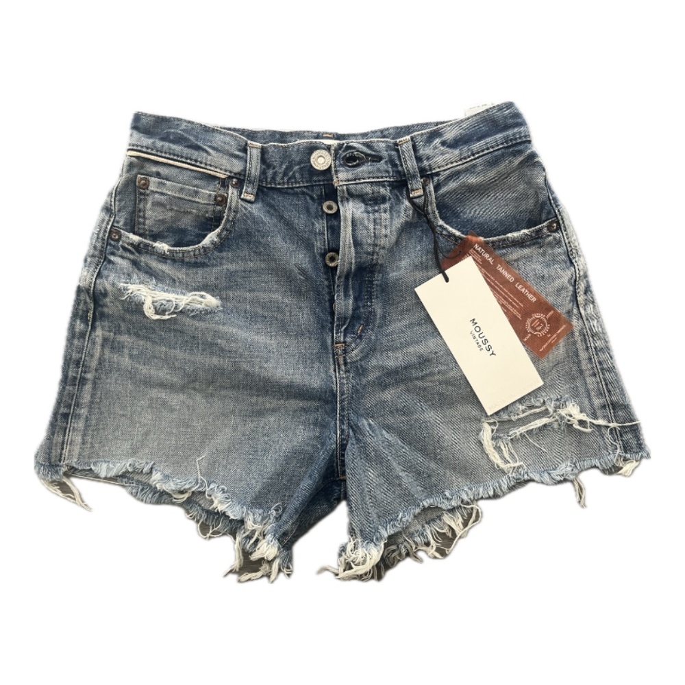 Moussy Vintage Women's Distressed Pelion High Rise Denim Shorts NWT Size 28